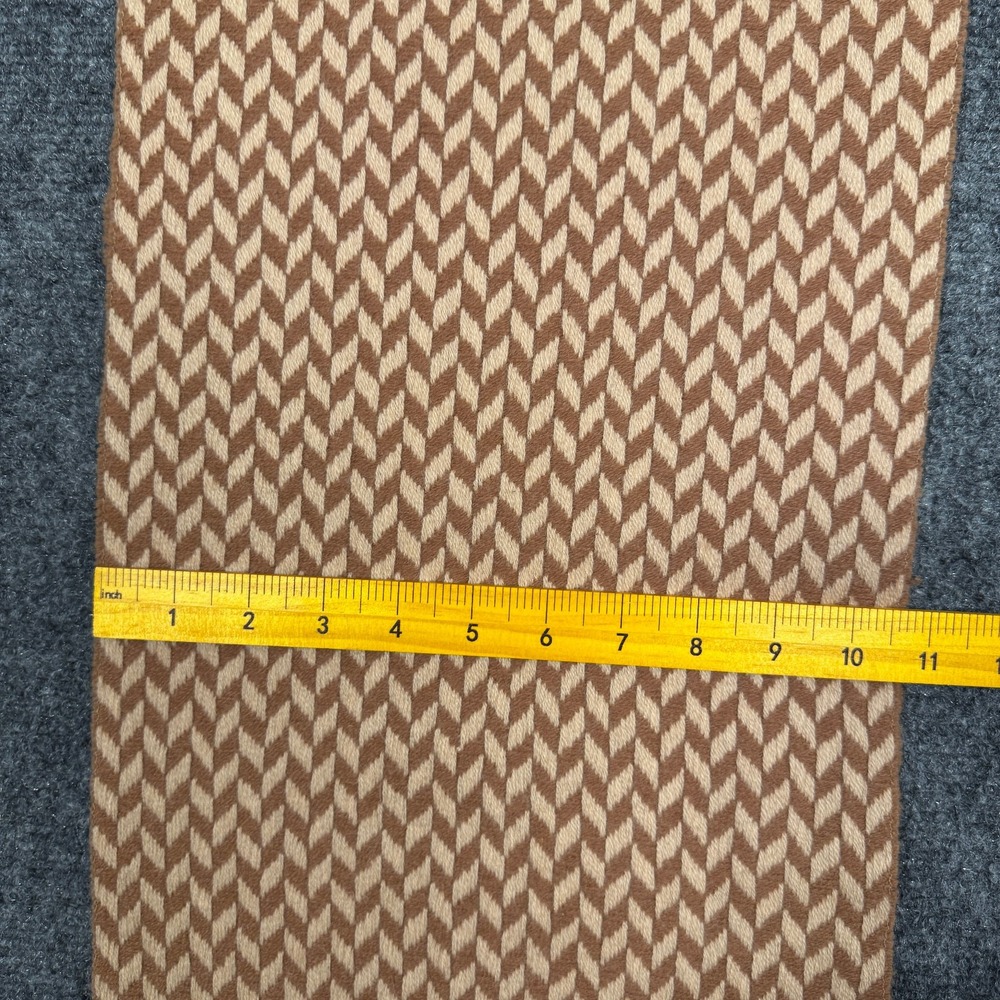 Jennifer Sun 100% Merino Wool Wrap Shawl Scarf Color Brown Camel Chevron 76 in - Picture 4 of 7